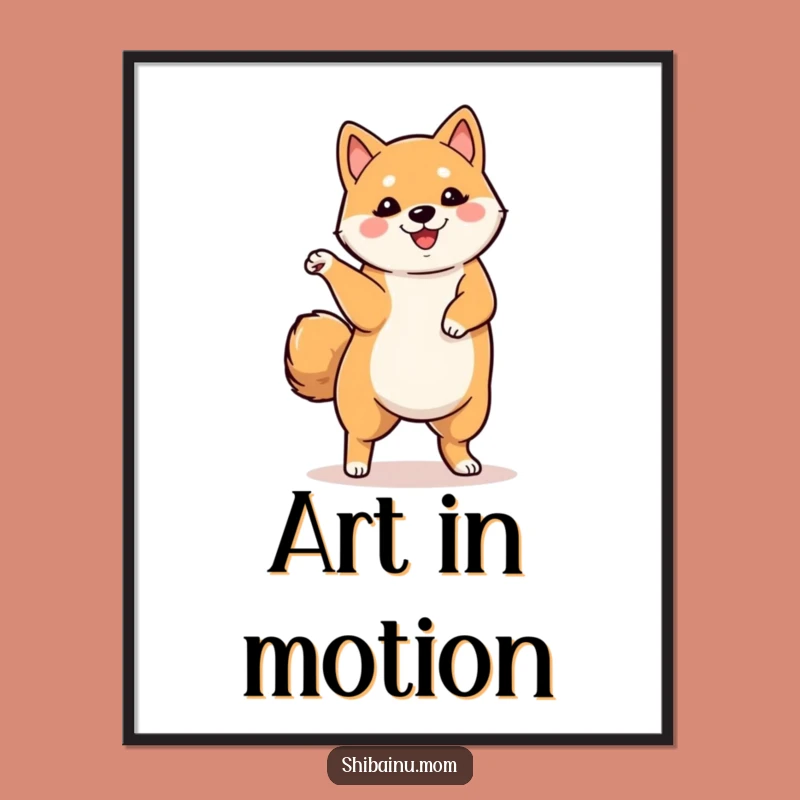 Funny Shiba Inu Dancing Poster - Whimsical Art & Energetic Pup Gift