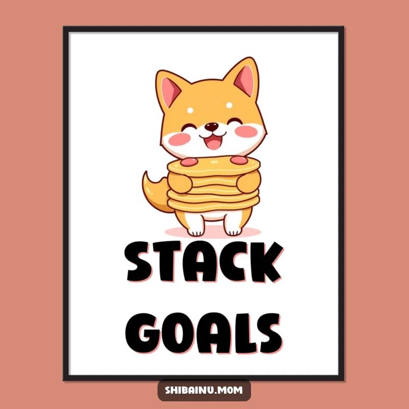 Funny Shiba Inu Pancake Art Poster: Breakfast Goals & Smiles!