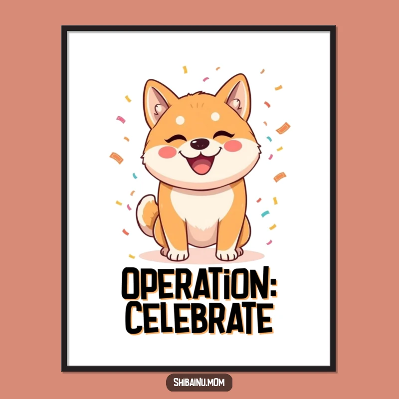 Funny Shiba Inu Confetti Poster - Whimsical Party Art & Pup Gift