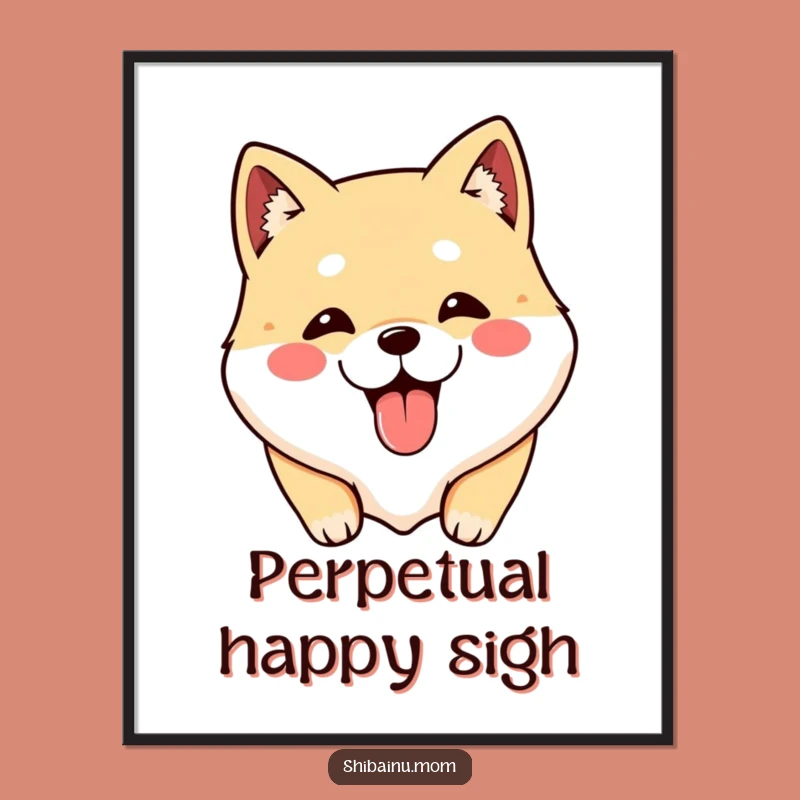 Funny Shibainu Tongue Out Poster, Cute Dog Art Print, Perfect Funny Gift