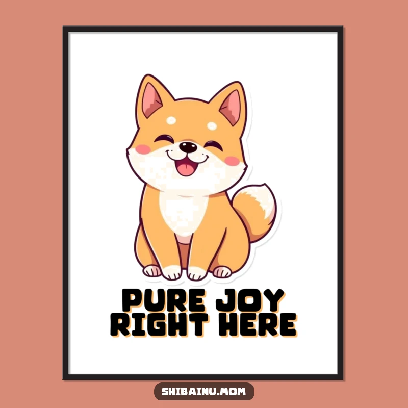 Funny Kawaii Shiba Inu Poster: Big Ears, Wiggling Tail, Adorable Dog Art