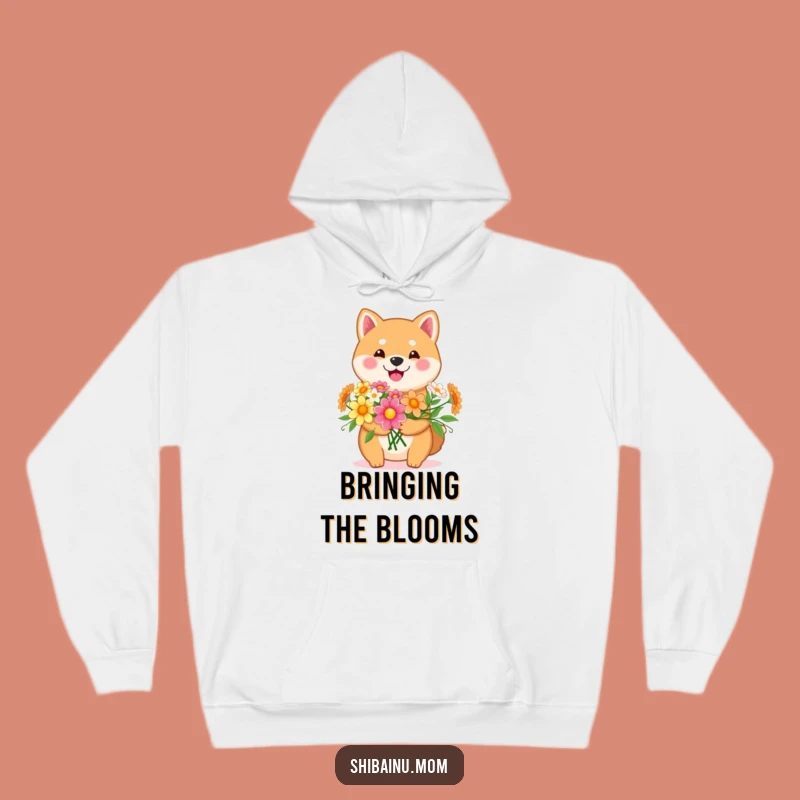 Funny Kawaii Shiba Inu Flower Hoodie: Happy Pup, Cozy & Sweet Gift!