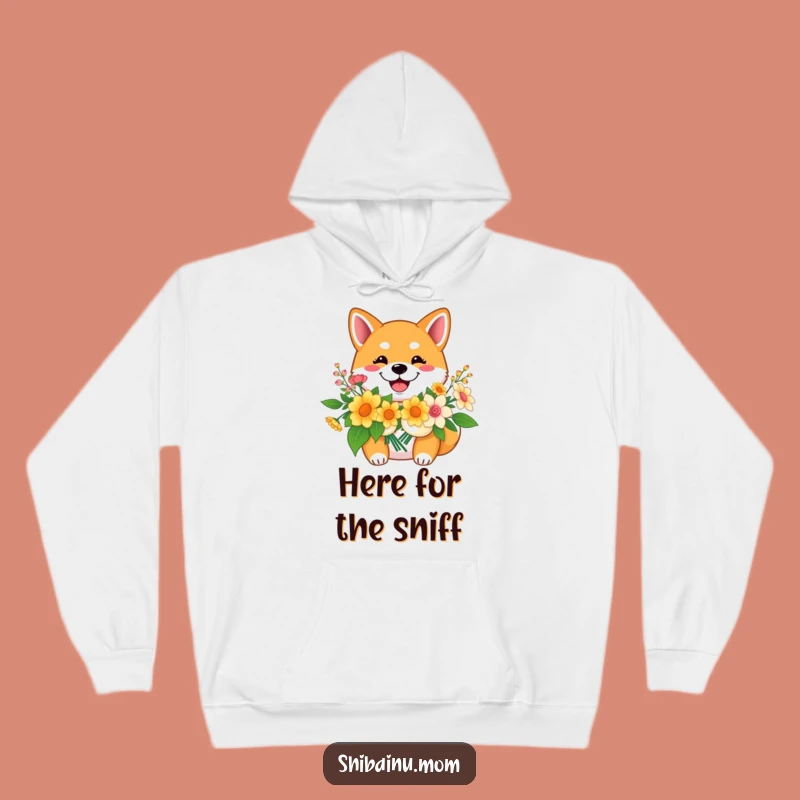 Cozy Funny Shiba Inu Flower Hoodie: Happy Smiles and Warm Comfort