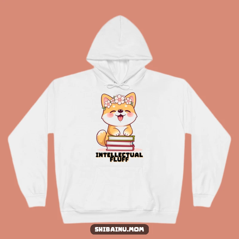 Funny Shiba Inu Flower Crown Hoodie - Cozy Giggle Reading Warm Gift