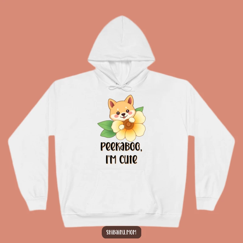 Funny Shiba Inu Flower Hoodie: Peek-a-Boo, Cozy Dog, Warm Surprise