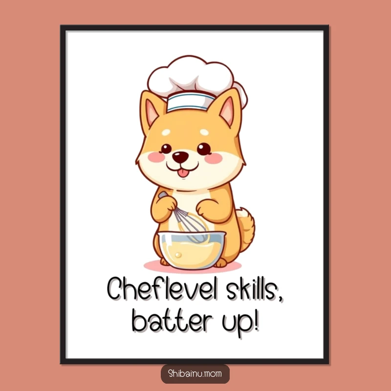 Free Printable Shiba Chef Wall Art: Whisking Dog, Quirky Downloadable Decor