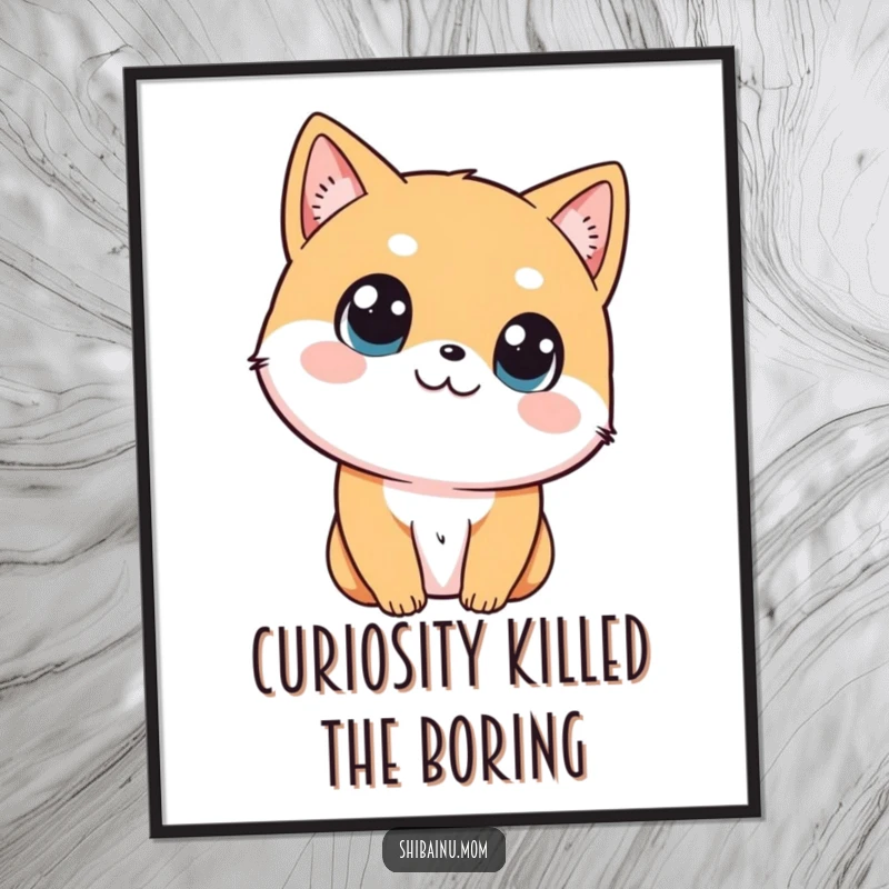Funny Free Printable Wall Art: Adorable Shibainu tilting head with big curious eyes, a downloadable art piece for a charming space.