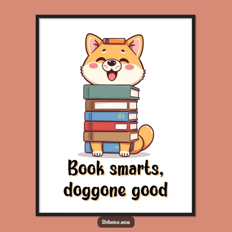 Free Printable Bookish Shiba Art: Funny Dog Art Download for Smart Vibes!