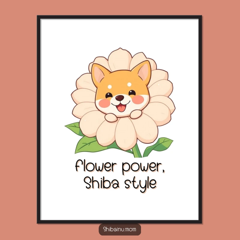 Free Printable Shiba Inu Flower Wall Art: Funny Doggy DIY Decor Downloadable