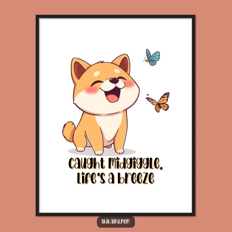 Free Printable Wall Art: Giggling Shiba Inu, Funny Butterfly Decor