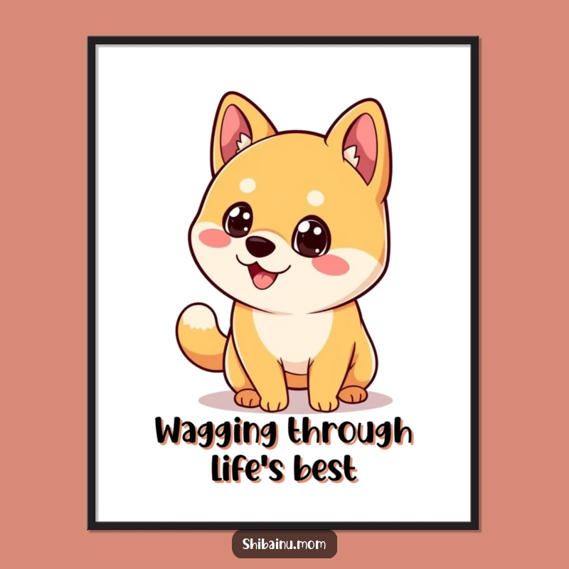 Free Printable Wall Art: Happy Shiba Inu, Joyful Wagging Tail, Adorable Decor Downloadable Art