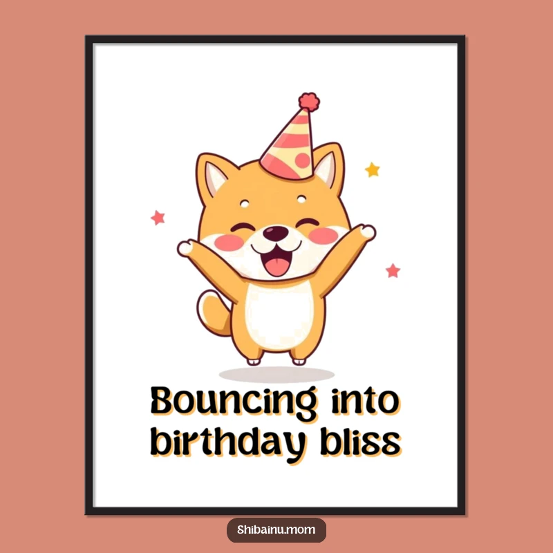 Free Printable Wall Art: Party Shiba Inu, Excited Bounce, Adorable Decor Downloadable Art