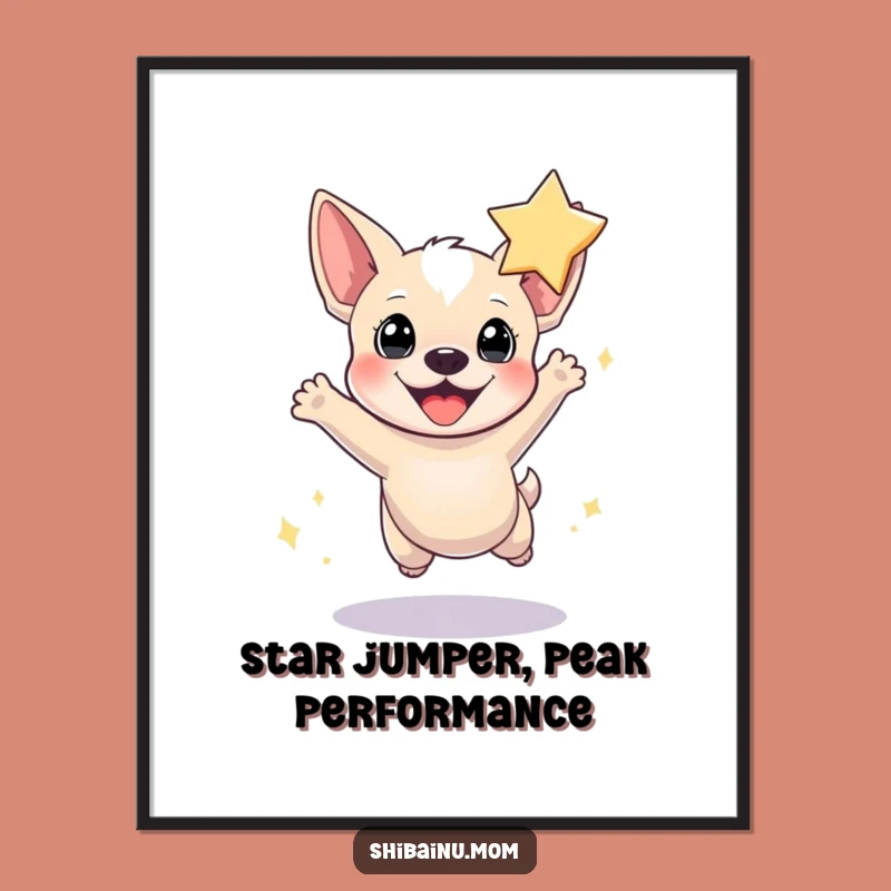 Free Printable Wall Art: Tiny Dog Leaping Star - Funny Downloadable Decor