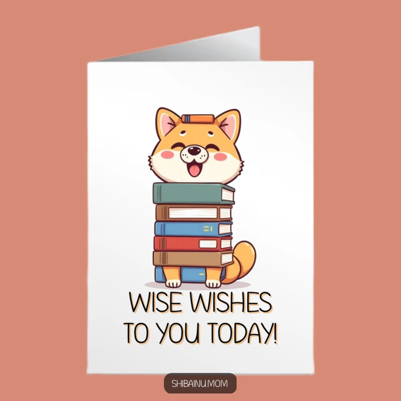 Free Printable Bookish Shiba Birthday Card: Funny Smart Dog Gift for Genius Wishes!