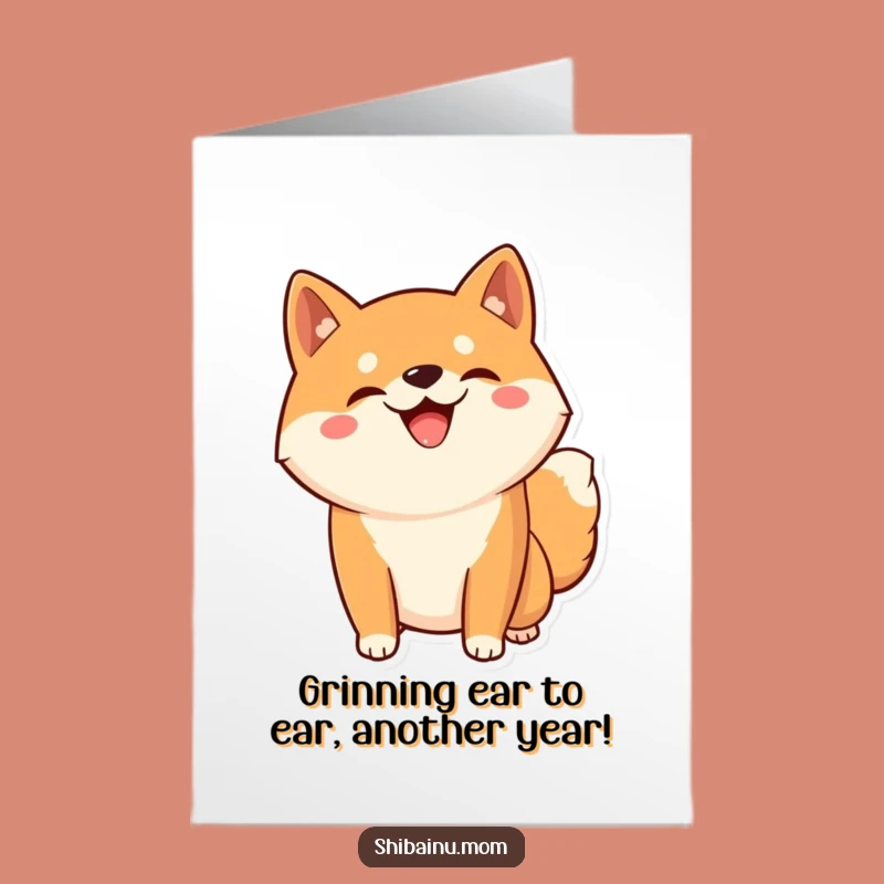 Free Printable Funny Shiba Inu Birthday Card: Silly Dog Grin, Hilarious Digital Greeting!