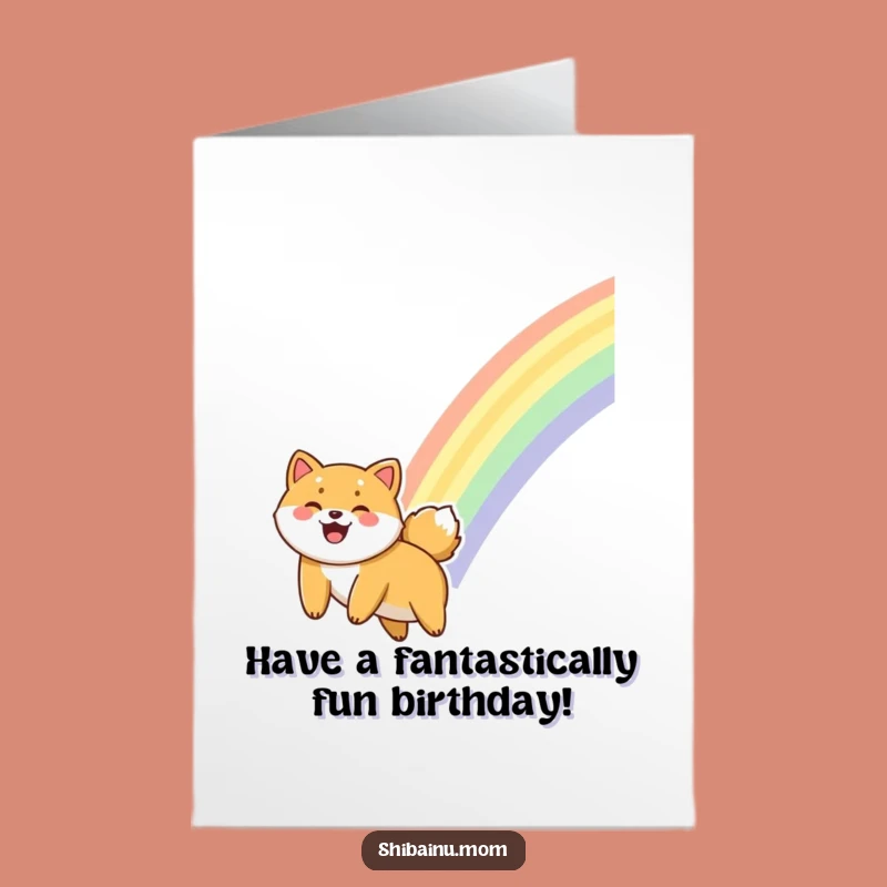 Free Printable Rainbow Shiba Birthday Card: Funny Joyful Dog Gift for Happy Wishes!