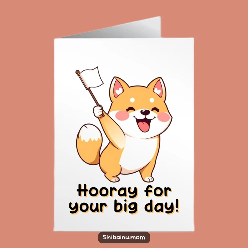 Free Printable Birthday Card: Waving Shiba Inu, Funny Downloadable Gift