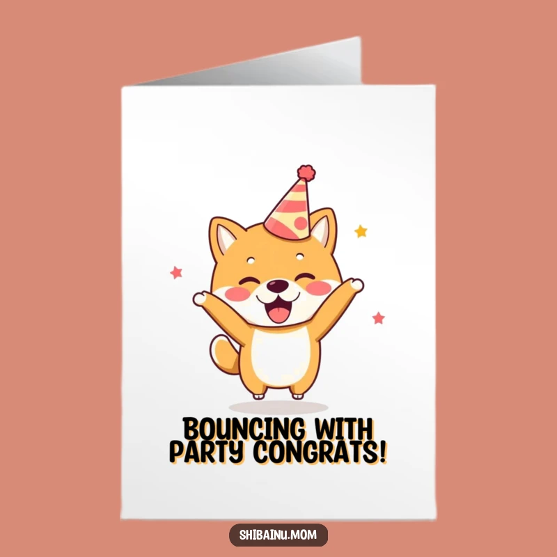 Free Printable Congrats Card: Party Shiba Inu, Excited Celebration, Amazing Downloadable Art