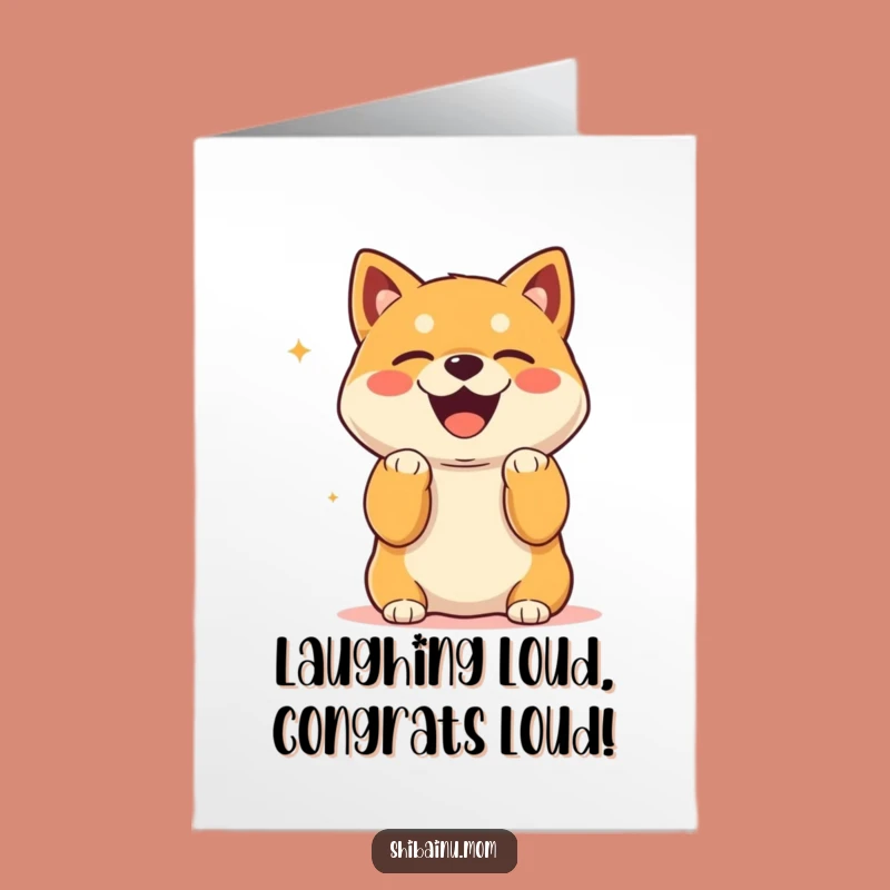 Free Printable Congrats Card: Laughing Shiba Inu, Paws Up Joy, Amazing Downloadable Art