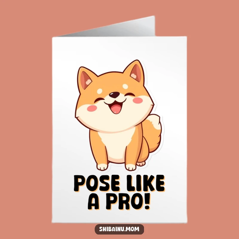 Free Printable Kawaii Shiba Inu Congrats Card: Joyful Dog Pose, Cheeky Digital Download!