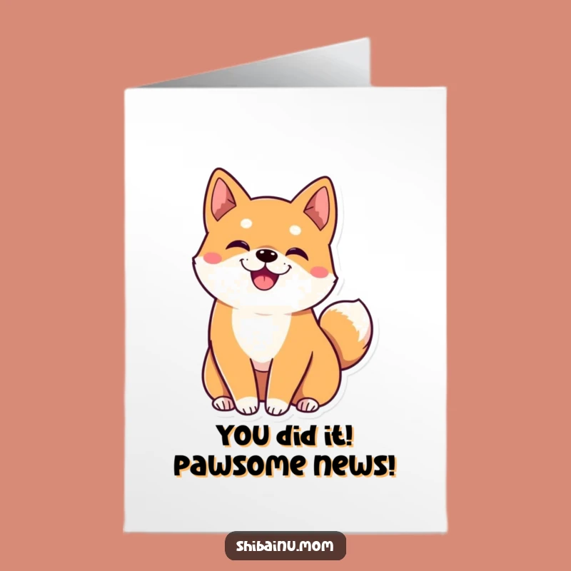 Free Printable Shiba Inu Congrats Card: Big Ears, Wiggly Tail, Funny Downloadable Gift for Success