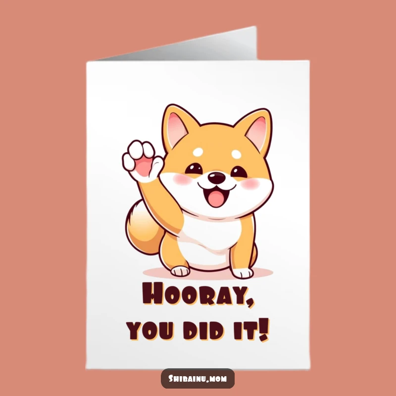 Free Printable Congrats Card: Waving Shiba Inu, Funny Downloadable Gift