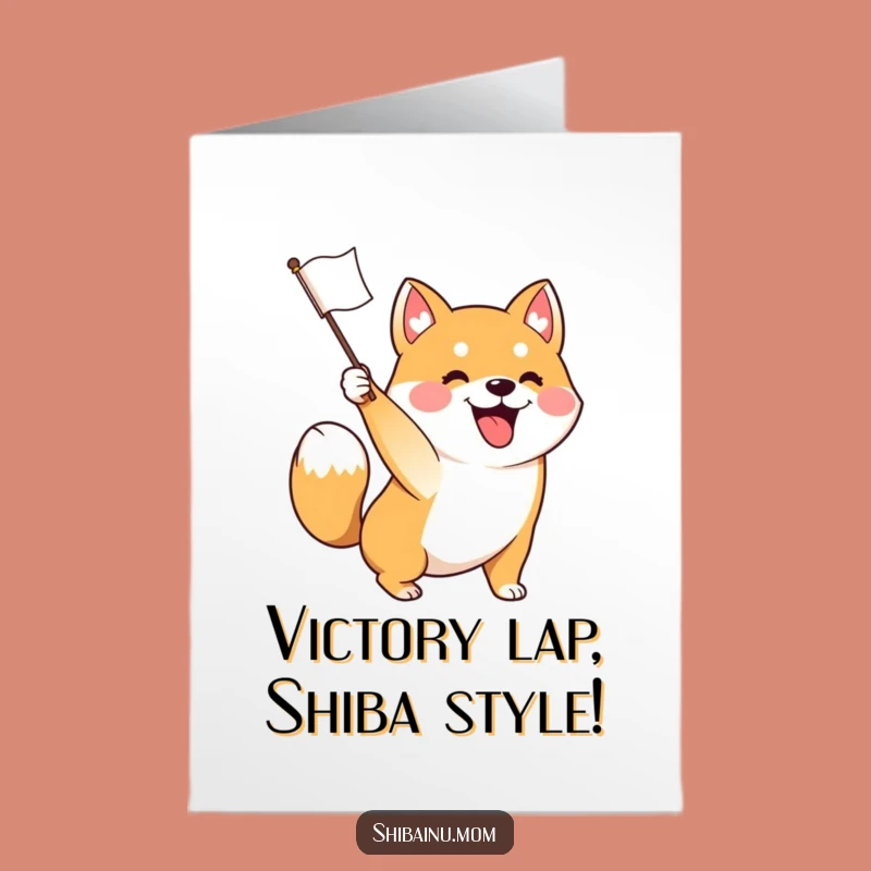 Free Printable Congrats Card: Waving Shiba Inu, Funny Downloadable Gift