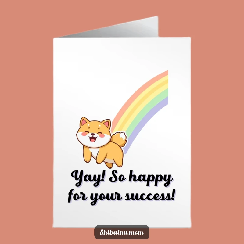 Free Printable Rainbow Shiba Congrats Card: Fun Dog Slide for Your Triumph!