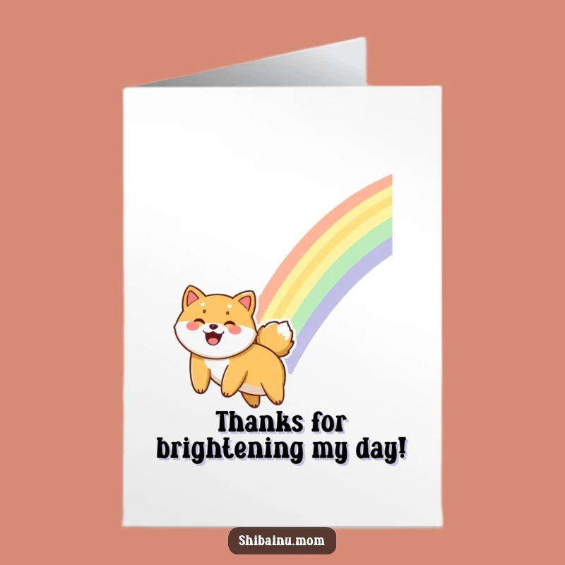 Free Printable Rainbow Shiba Thank You Card: Happy Dog Slides Thanks!