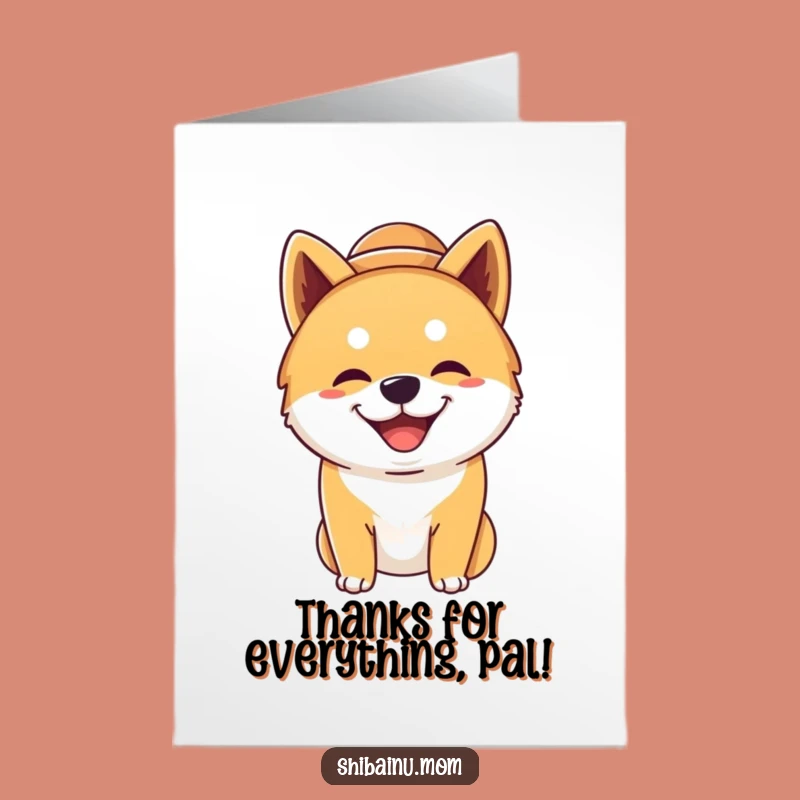 Free Printable Silly Shiba Inu Thank You Card: Big Hat Grin Gratitude Downloadable