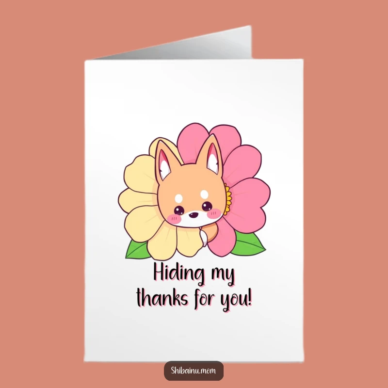 Free Printable Thank You Card: Shibainu Flower Peeking for a Gentle, Funny Thanks