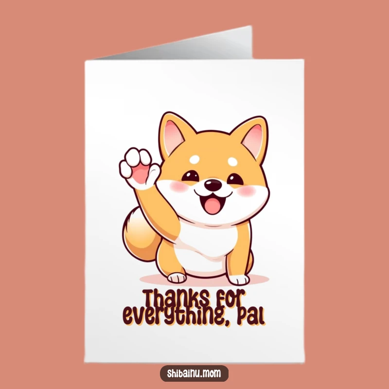 Free Printable Thank You Card: Waving Shiba Inu, Funny Downloadable Gift