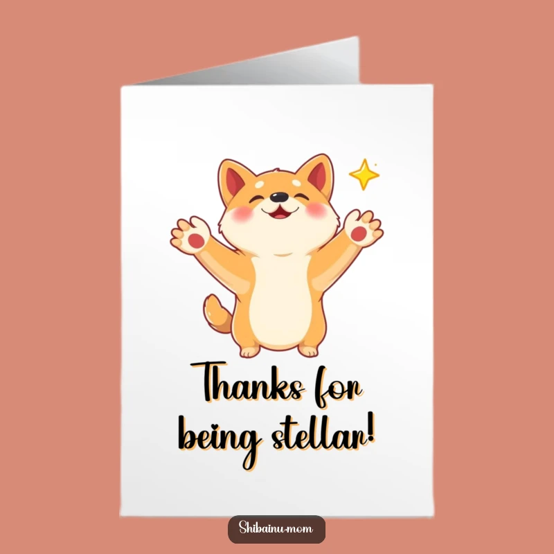 Free Printable Wish Shiba Inu Thank You Card: Catching Star, Funny Downloadable Gift