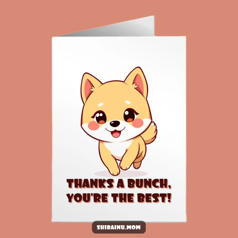 Free Printable Shiba Inu Thank You Card: Winking Dog Tail Chase Funny Downloadable