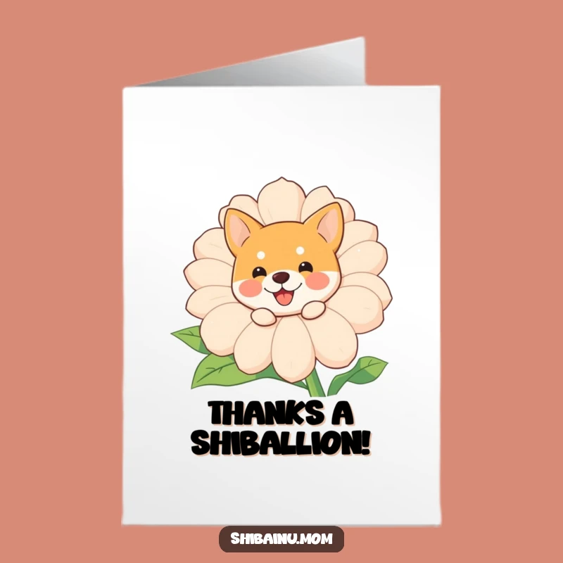 Free Printable Shiba Inu Flower Thank You Card: Funny Doggy DIY Downloadable Gift