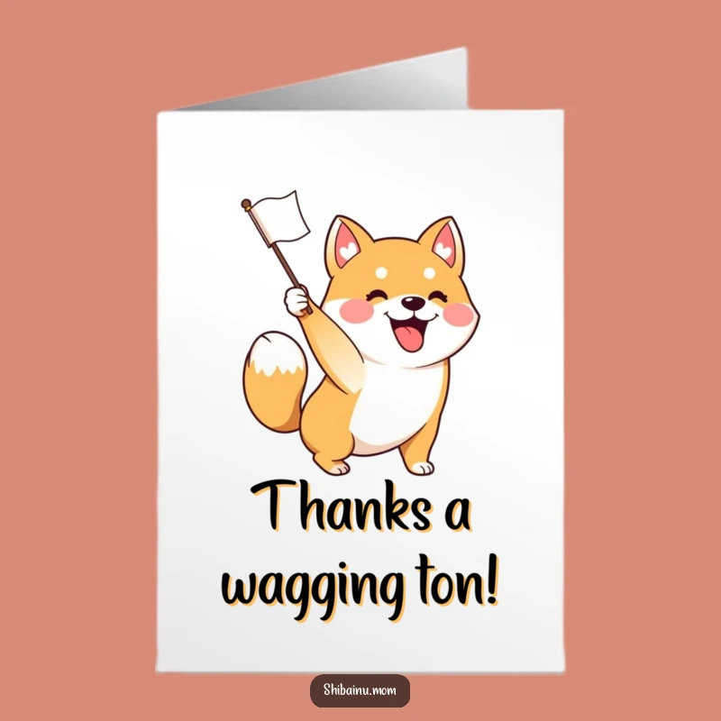 Free Printable Thank You Card: Waving Shiba Inu, Funny Downloadable Gift