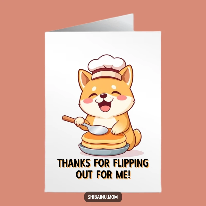 Free Printable Chef Shiba Inu Thank You Card: Pancake Flip, Funny Downloadable Gift