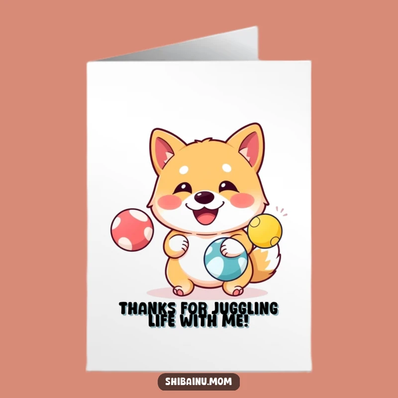 Free Printable Shiba Inu Thank You Card: Juggling Balls Funny