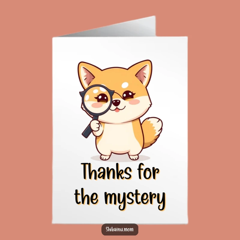 Free Printable Shiba Inu Thank You Card: Curious Dog Magnifier Downloadable