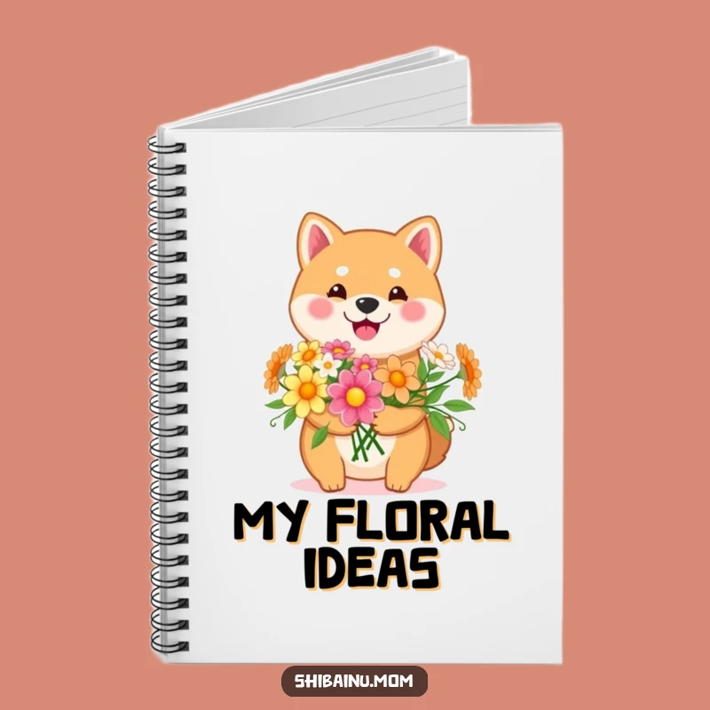 Funny Kawaii Shiba Inu Flower Notebook: Happy Pup with Bouquet for Notes!