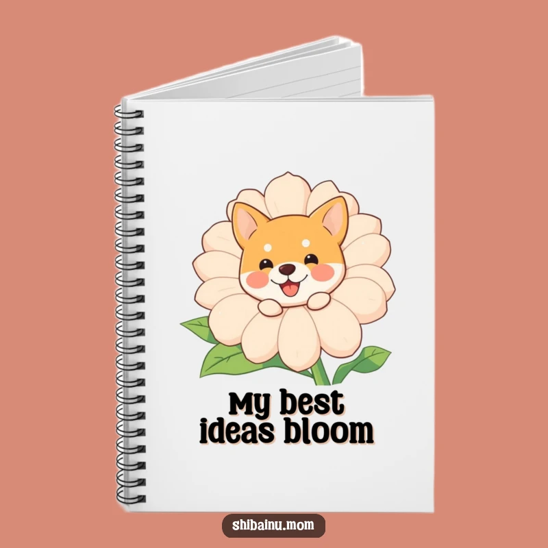 Funny Shiba Inu Flower Notebook: Cute Dog Peeking Journal, Hilarious Gift