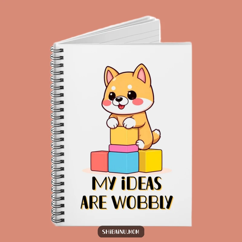Funny Shiba Inu Notebook - Wobbly Blocks, Jot Down Ideas Gift