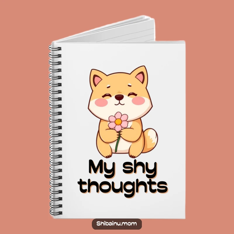 Funny Bashful Shiba Inu Notebook - Shy Flower Giving Journal