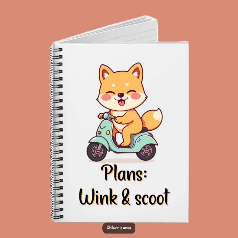 Funny Shiba Inu Scooter Notebook - Winking Dog Journal, Ideal Gift