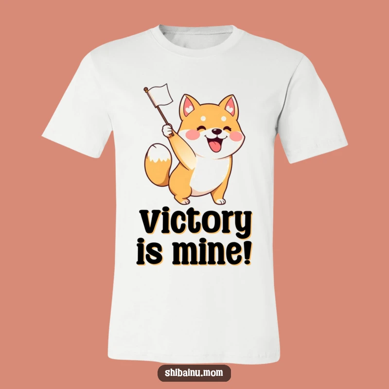 Funny Excited Shiba Inu Flag Waving T-Shirt - Party Dog Apparel