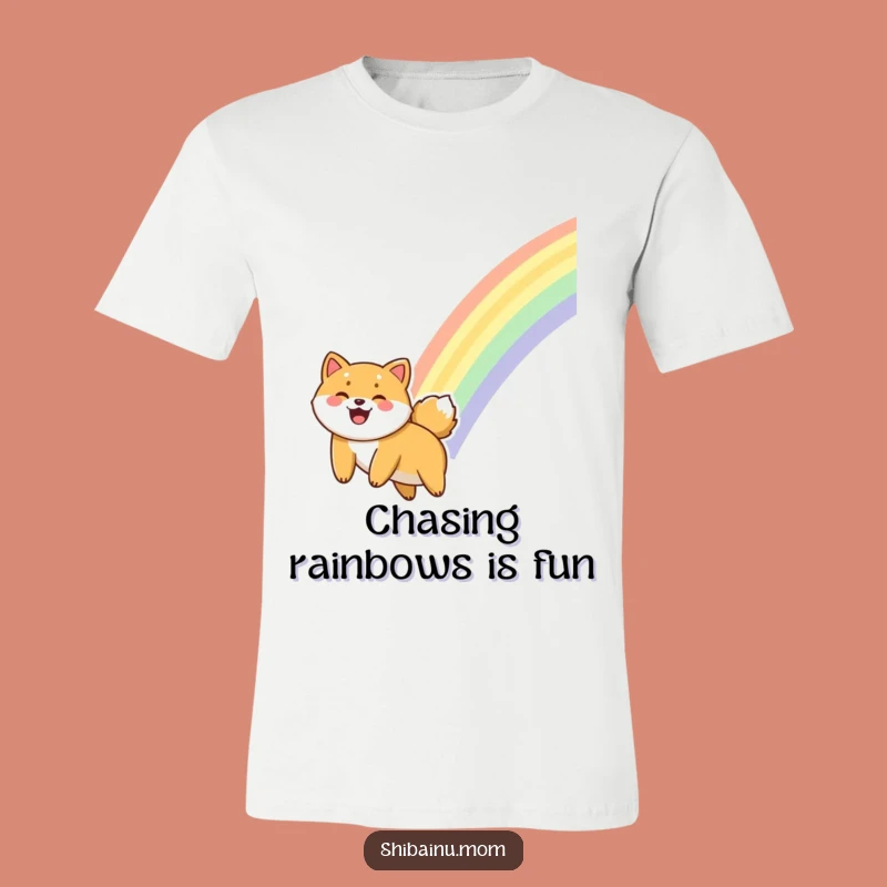 Funny Giggling Shiba Inu T-Shirt - Rainbow Sliding Dog Tee