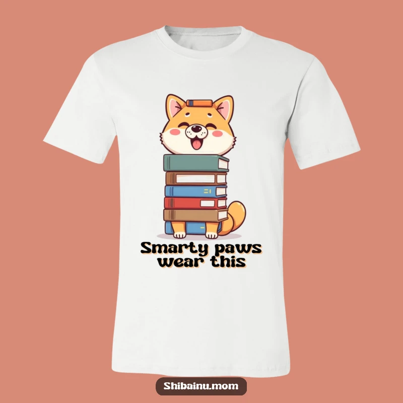Funny Proud Shiba Inu T-Shirt - Book Balancing Dog Tee