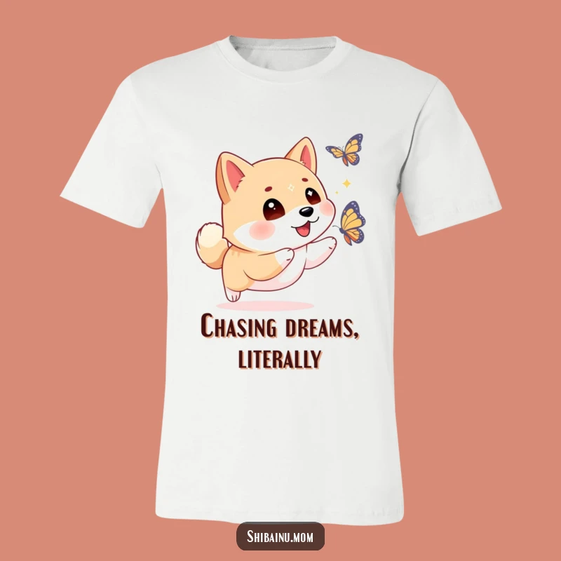 Funny Shiba Inu Butterfly T-Shirt: Sparkling Eyes, Playful Chase, Dog Lover Tee