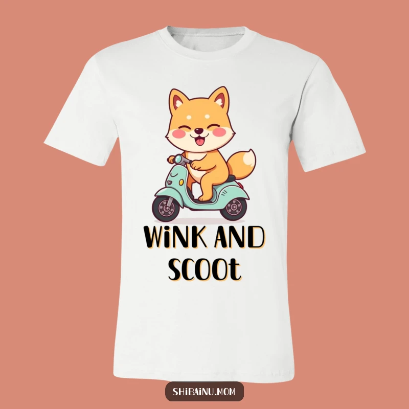 Funny Shiba Inu Scooter T-Shirt - Winking Dog Print, Great Gift