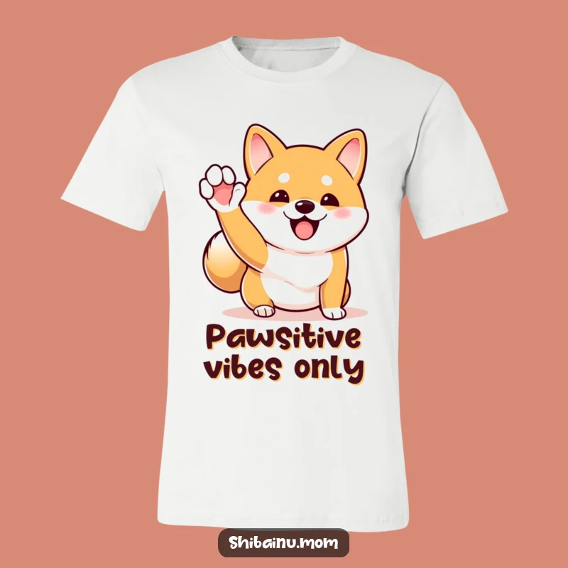 Funny Shiba Inu Wave T-Shirt: Excited Dog Greeting, Wagging Tail Fun!